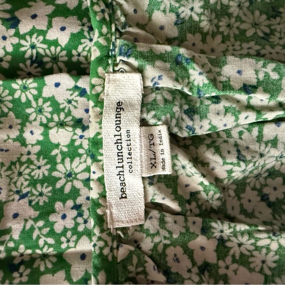 Beachlunchlounge Green Relaxed Floral Colorful Ruffled Blouse XL - Picture 6 of 8